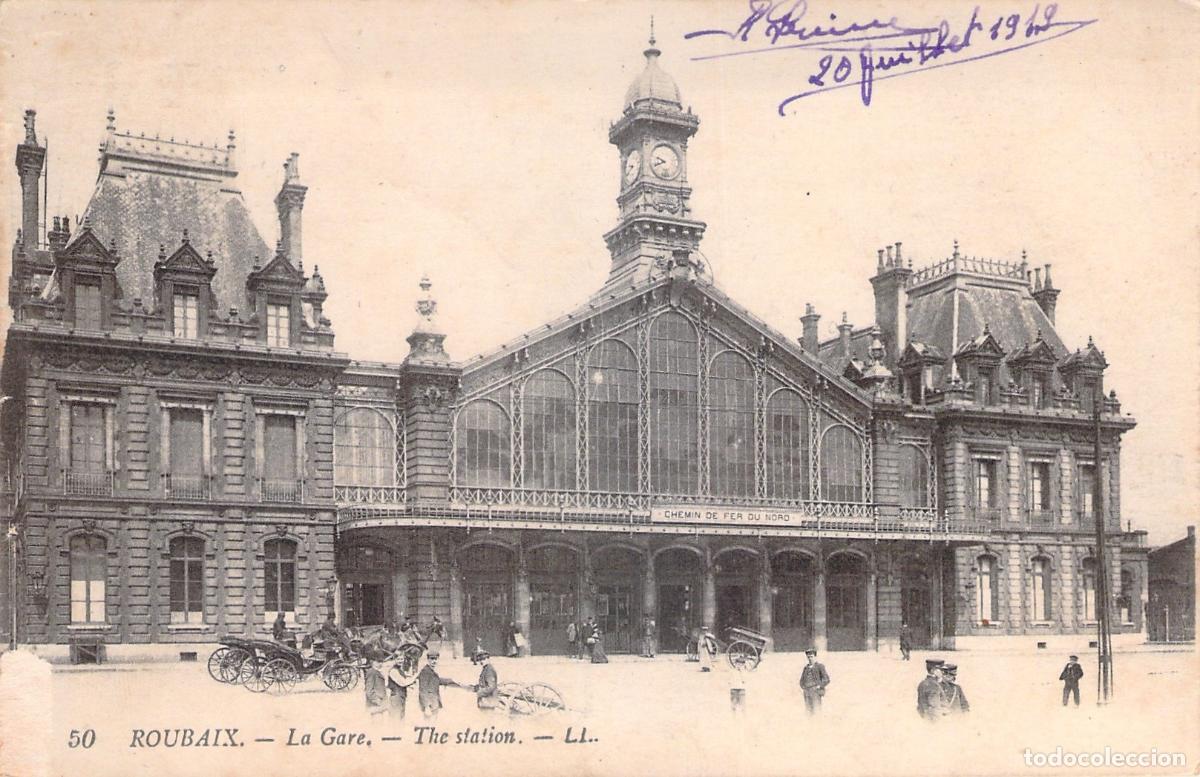 Postales: Postal de la Estaci&oacute;n de Ferrocarril de Roubaix en Francia