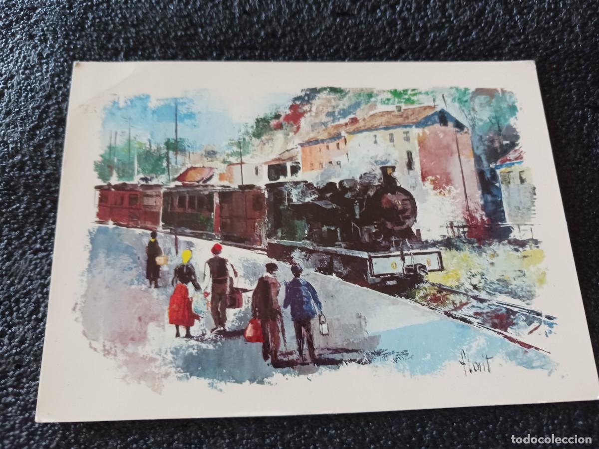 Postales: ferrocarril de Girona a Olot 1911-1969, il. florit, dirigida a radio reloj, a quien felicitamos hoy
