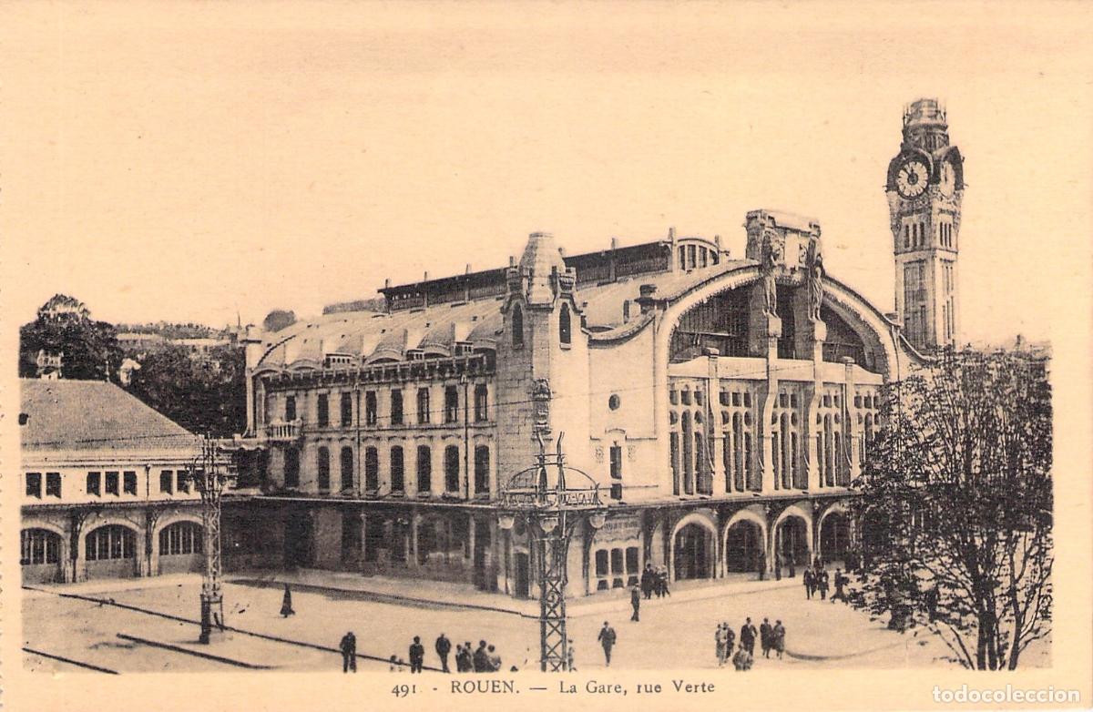 Cartoline: Postal de la estaci&oacute;n de tren en Rouen, Francia