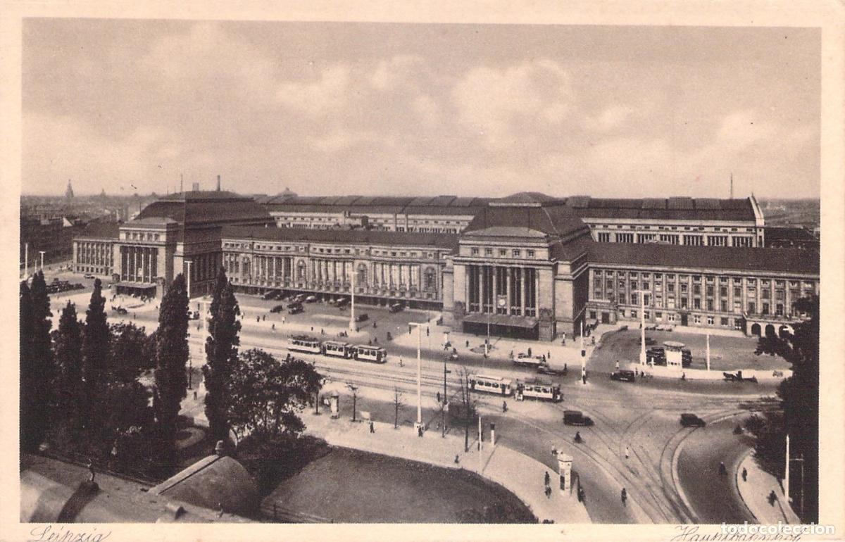 Cartoline: Postal de la Estaci&oacute;n Central de Trenes de Leipzig, Alemania