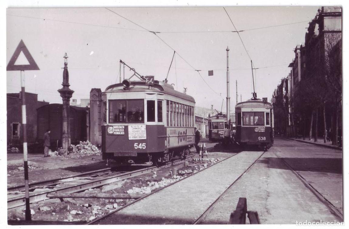 Postales: Barcelona: Tranv&iacute;a L&iacute;nea 64. Postal fotogr&aacute;fica. No circulada (A&ntilde;os 50)