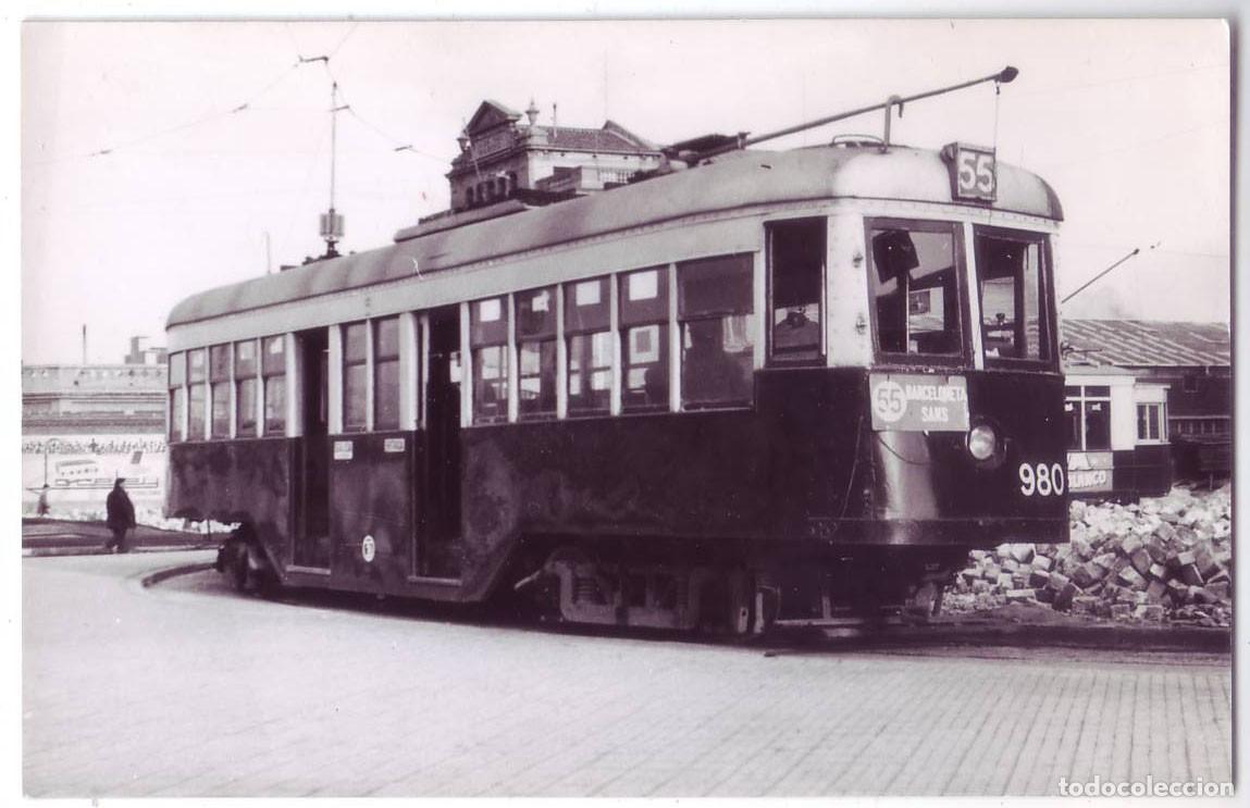 Postales: Barcelona: Tranv&iacute;a L&iacute;nea 55 Postal fotogr&aacute;fica. No circulada (A&ntilde;os 50)