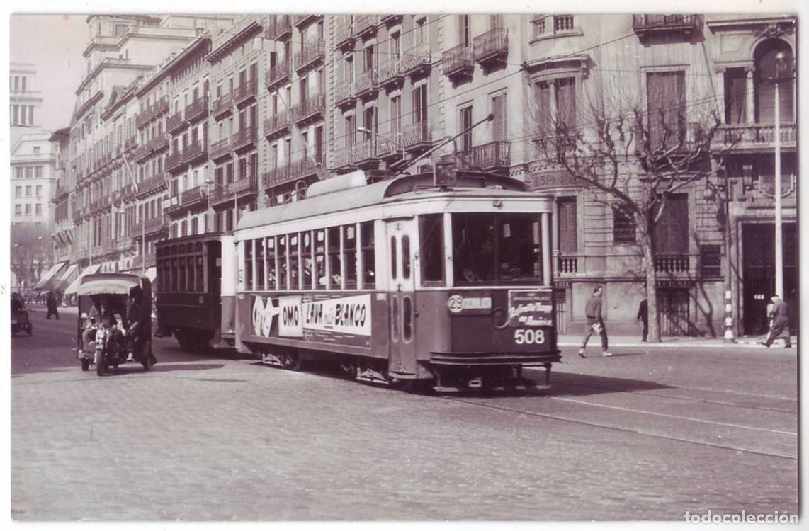 Postales: Barcelona: Tranv&iacute;a L&iacute;nea 29. Postal fotogr&aacute;fica. No circulada (A&ntilde;os 50)