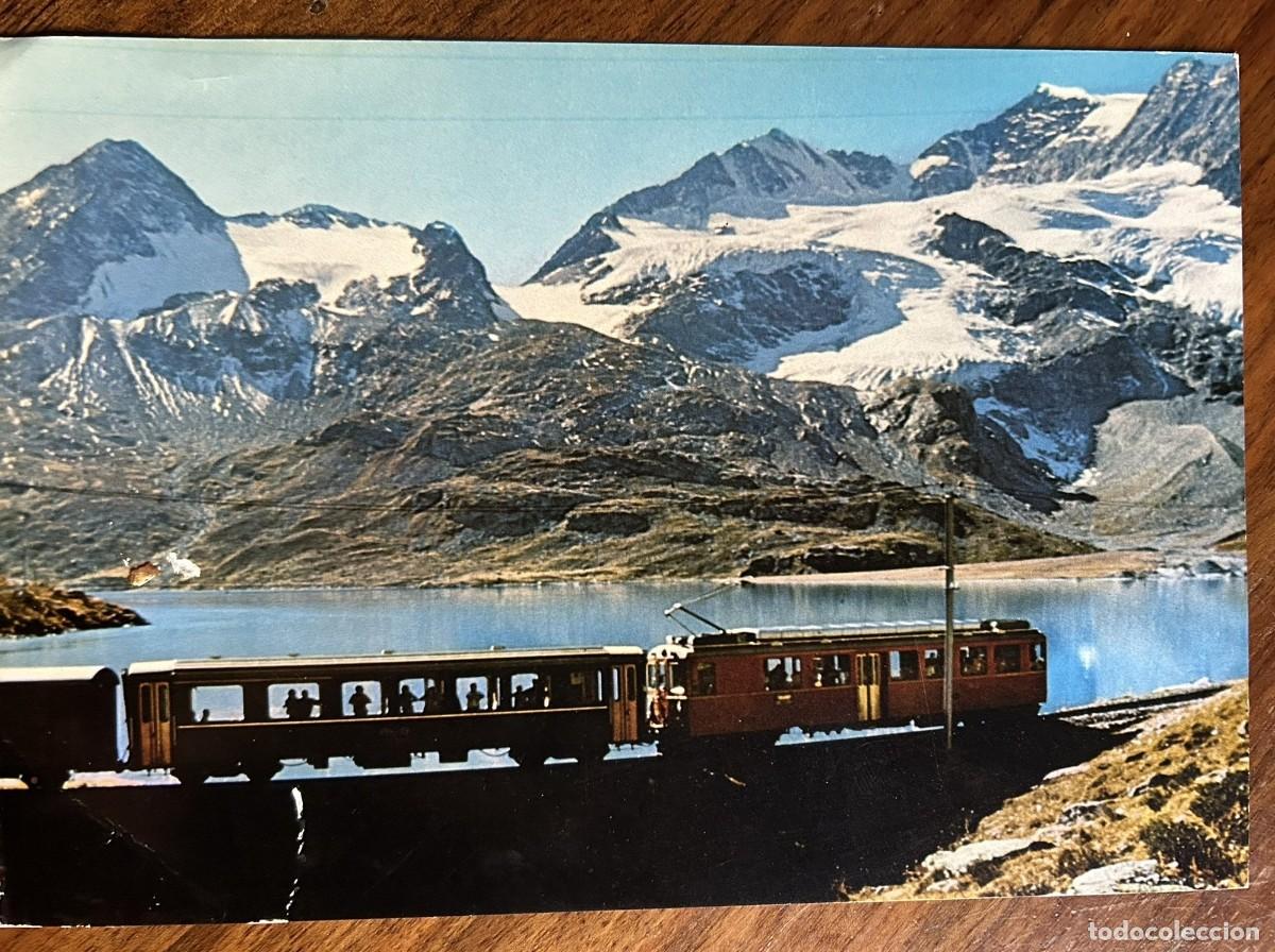 Postales: FERROCARRIL BERNINA EXPRESS - LAGO BIANCO - SUIZA - PATRIMONIO MUNDIAL DE UNESCO - c. 1970