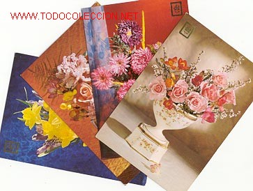 Postales: 4 Postales FLORES EN JARRON - Foto 1