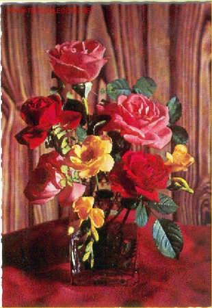 Postales: Flores* Rosas en florero * - Foto 1