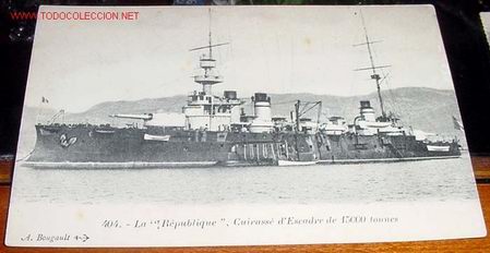 Postcards: ANTIGUA POSTAL ORIGINAL DEL ACORAZADO DE LA ARMADA FRANCESA - LA REPUBLIQUE -