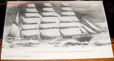 Postcards: ANTIGUA POSTAL ORIGINAL DE UN VELERO DE CUATRO MASTILES