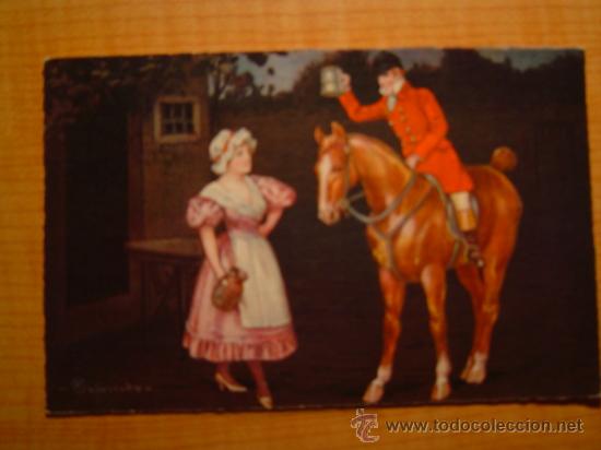 Postales: POSTAL JINETE BRINDANDO CON UNA MUJER ESCRITA - Foto 1