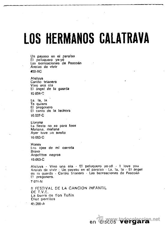 Postales: LOS HERMANOS CALATRAVA-DISCOS VERGARA. - Foto 2