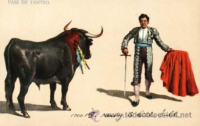 Postales: N&ordm; 1379 POSTAL TOROS SIN DIVIDIR PASE DE TANTEO
