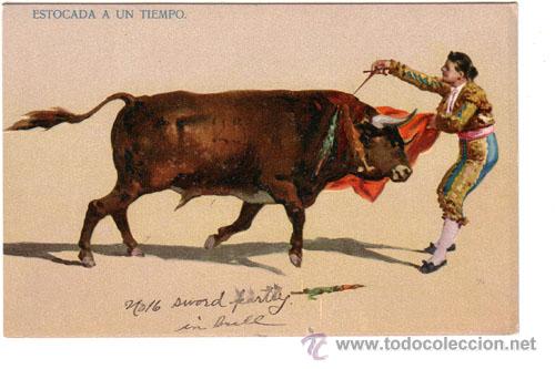 Postales: N&ordm; 1281 POSTAL TOROS SIN DIVIDIR ESTOCADA A UN TIEMPO