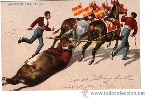 Postales: N&ordm; 1367 POSTAL TOROS SIN DIVIDIR ARRASTRE DEL TORO