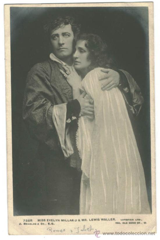 Postales: Actores Evelyn Millard y Lewis Waller: Romeo y Juliet