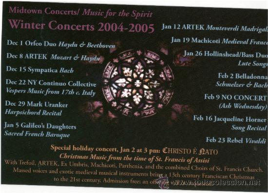 Postales: Conciertos de Invierno 2004-2005 (San Francisco de As&iacute;s. NY) - Foto 1