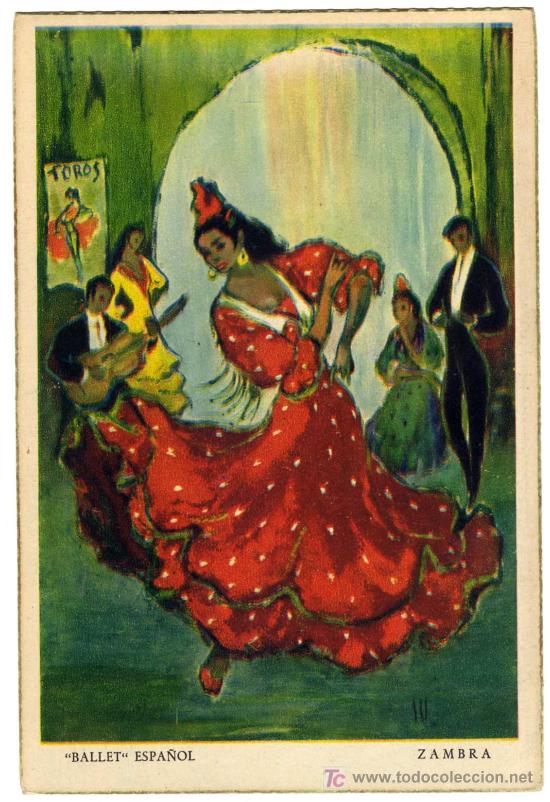 Postales: PRECIOSA POSTAL DE BAILE - BALLET ESPA&Ntilde;OL - ZAMBRA - Foto 1