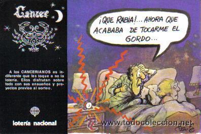 Postales: 1 POSTAL SIN CIRCULAR---LOTERIA NACIONAL---A&Ntilde;O 1981--SERIE R---SIGNOS DEL ZODIACO (CANCER)