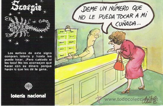 Postales: 1 POSTAL SIN CIRCULAR---LOTERIA NACIONAL---A&Ntilde;O 1981--SERIE R--SIGNOS DEL ZODIACO (SCORPIO)