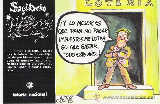 Postales: 1 POSTAL SIN CIRCULAR---LOTERIA NACIONAL---A&Ntilde;O 1981--SERIE R--SIGNOS DEL ZODIACO (SAGITARIO)