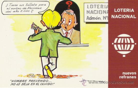 Postales: 1 POSTAL SIN CIRCULAR---LOTERIA NACIONAL---A&Ntilde;O 1981--SERIE K--N&ordm; 2---E.DE LARA---NUEVOS REFRANES