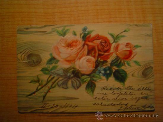 Cartes Postales: POSTAL RAMO DE ROSAS RELIEVE CIRCULADA EN EL A&Ntilde;O 1904