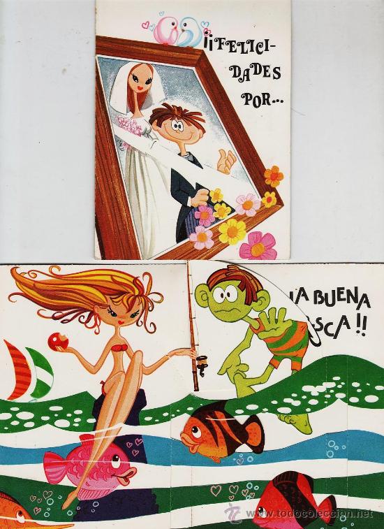 Postales: postal felicitacion.- con movimiento y troquelada.- ed. perla.- a&ntilde;o 1974
