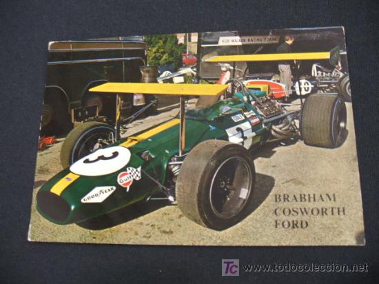 Postales: BRABHAM COSWORTH FORD - FORMULA 1 - MONTJUICH 1.969 - CORREDOR JACK BRABHAM - AUSTRALIA -