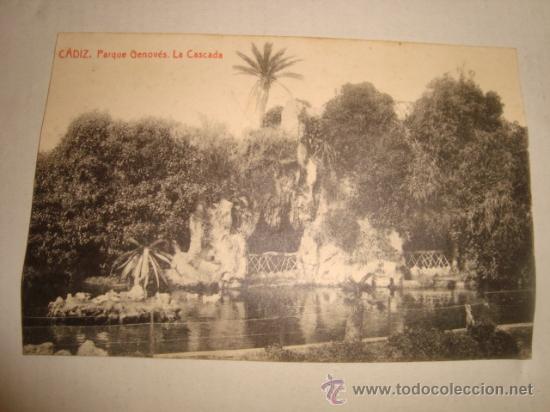 Postkarten: tarjeta postal, parque genoves la cascada, cadiz