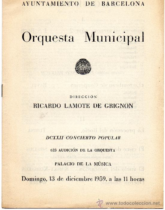 Postales: Orquesta Municipal Barcelona 1959 - Foto 1