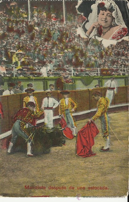 Postales: TOROS  MANOLETE SESPUES DE UNA ESTOCADA SIN ESCRIBIR