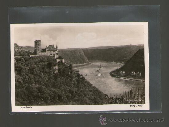 Postkarten: TARJETA POSTAL. AM RHEIN. BURG. KATZ. ECHTE FOTOGRAFIE.