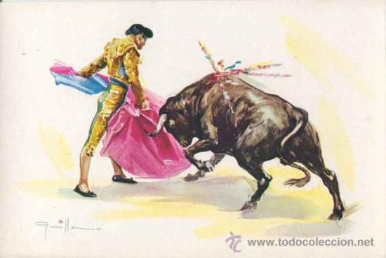 Postales: Toros, torero, Postal taurina - lance de capa - Foto 1