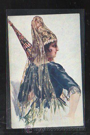 Cartoline: TARJETA POSTAL COSTUMBRISTA. MUJER VESTIDA. ANDRES MIR.