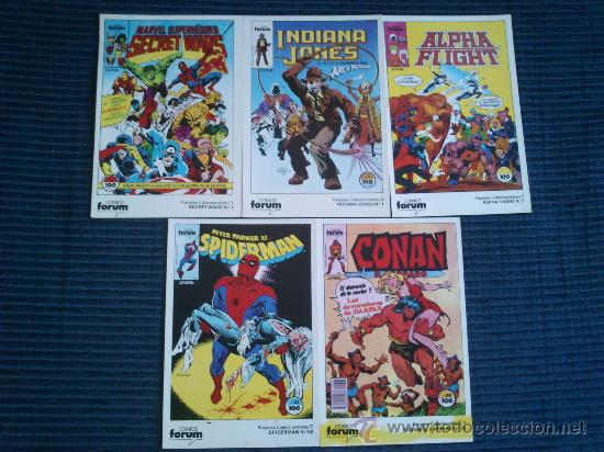Postales: Antiguo Lote De 5 Postales Las Caratulas De Comics F&oacute;rum. - Foto 1