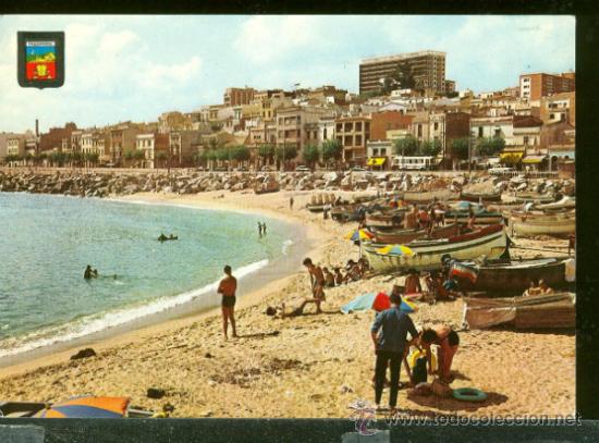 Postales: TARJETA POSTAL  MASNOU  PLAYA. ESCUDO DE ORO SIN CIRCULAR