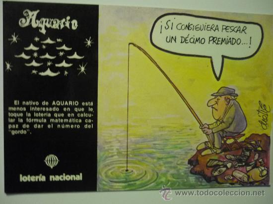 Postales: postal loteria -zodiaco acuario  dibujo datile