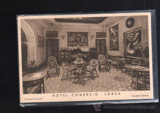 Postales: TARJETA POSTAL DE HOTEL COMERCIO, LORCA. HUECOGRABADO MUMBRU. - Foto 1