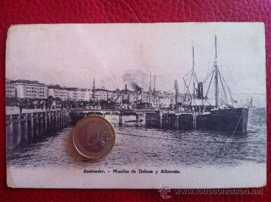 Postales: POSTAL ANTIGUA - SANTANDER, Muelles de Dehesa y Albareda- ORIGINAL - Foto 2