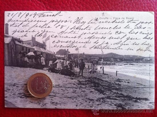 Postales: POSTAL ANTIGUA - LA CORU&Ntilde;A, PLAYA DE RIAZOR- ORIGINAL - Foto 2