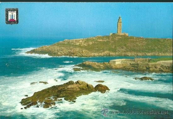 Postales: POSTAL LA CORU&Ntilde;A, VISTA A&Eacute;REA Y TORRE DE H&Eacute;RCULES, SIN CIRCULAR - Foto 1