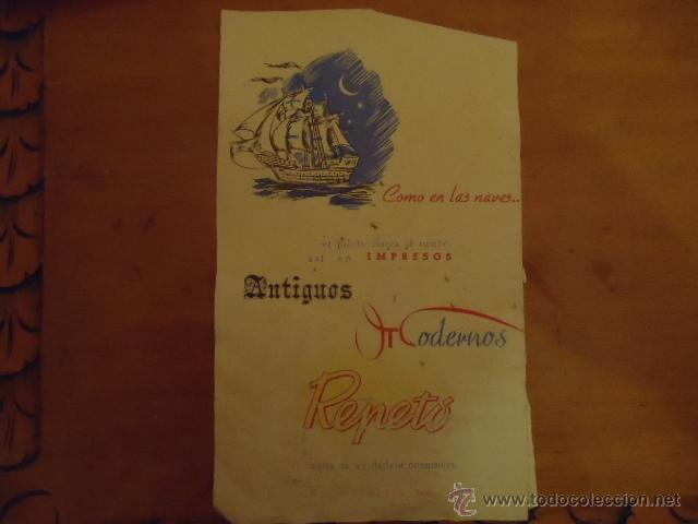 Postales: antigua publicidad como en las naves - repeto cadiz  - impresos papel