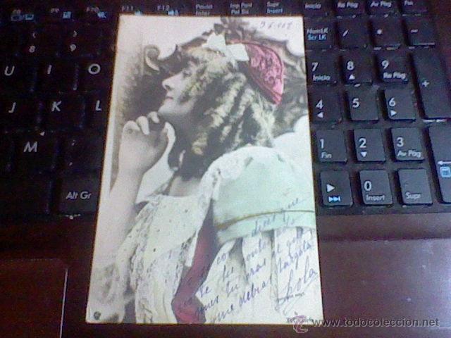 Cartoline: Postal dama circulada 1902 sello 10 cts Alfonso XIII