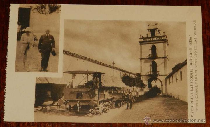Postais: ANTIGUA POSTAL DE LA VISITA DE LA REINA VICTORIA EUGENIA A LAS BODEGAS MERITO Y MISA DE JEREZ DE LA