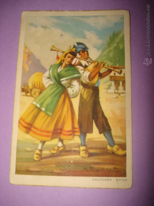Postcards: Antigua Tarjeta Postal Bailes Regionales Tipicos Espa&ntilde;oles * GALLEGADA * Galicia - A&ntilde;o 1940-50s