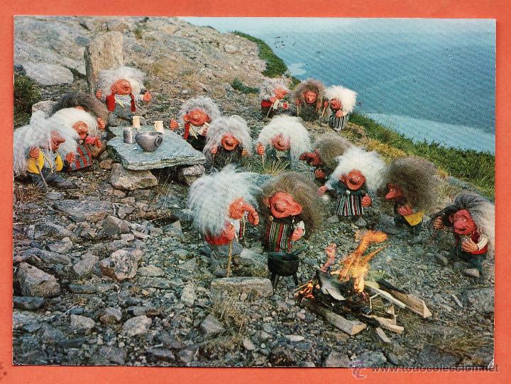 Postales: postal de los mu&ntilde;ecos trolls - la fiesta - n&ordm; 105 - ed. noruega - escrita - a&ntilde;os 60