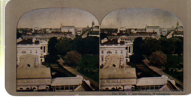 Postales: POSTAL STEREOSCOPIC. THE WHITE HOUSE GROUNDS. WASHINGTON. - Foto 1