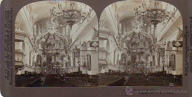 Postales: POSTAL STEREOSCOPIC. QUEBEC INTERIOR CATHEDRAL. M.H. ZAHNER.