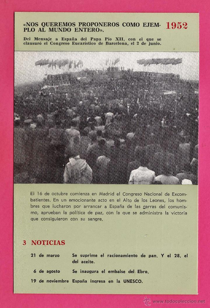 Cartoline: postal - 25 a&ntilde;os de paz - 1952 - congreso eucaristico - congreso excombatientes y 3 noticias +