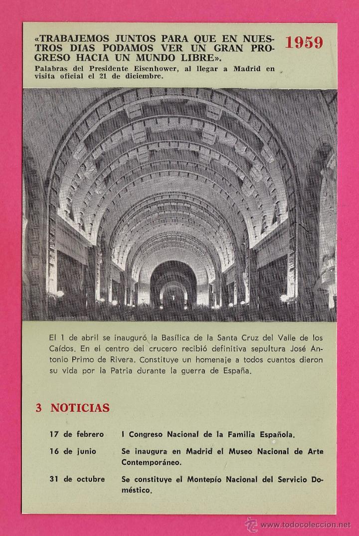 Postcards: postal - 25 a&ntilde;os de paz - 1959 - trabajemos juntos - inaguracion valle de los caidos y 3 noticias +