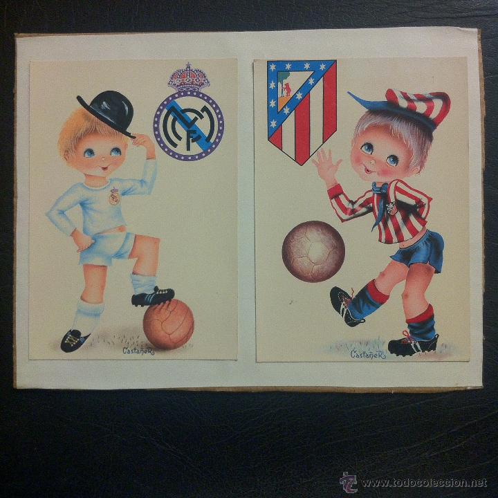 Postales: POSTAL DEL REAL MADRID Y DEL ATL&Eacute;TICO DE MADRID - SAVIR. - Foto 1